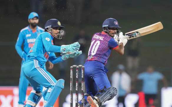 India vs Nepal Asia Cup 2023 Match resumes, IND need 145 to win